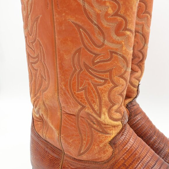 Justin 8301 Mens Size 9.5 E Brown Lizard Exotic Western Pointed Toe Cowboy Boots - Picture 10 of 13